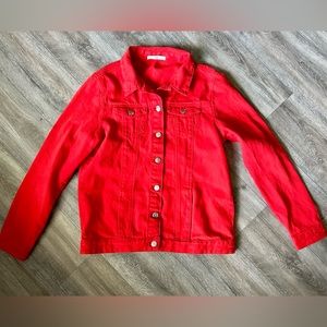 Marks and Spencer’s girls red denim jean jacket coat age 13-14